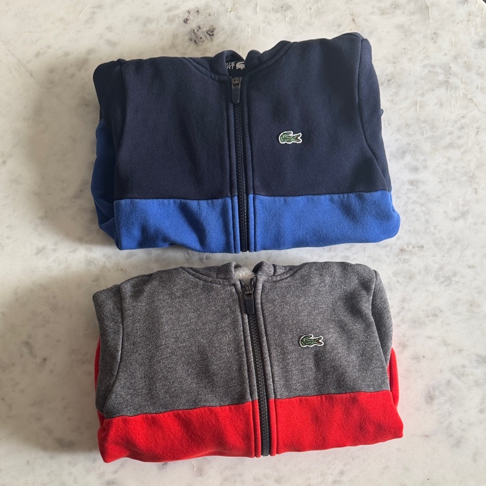 Lacoste Kids' Navy Blue and Gray Red Sweatshirts Hoodies Size 5/6
